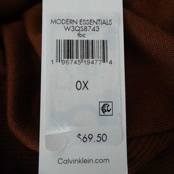 Calvin Klein Turtleneck Sweater Top Women's Plus Size 0X Brown Criss Cross - Picture 8 of 9